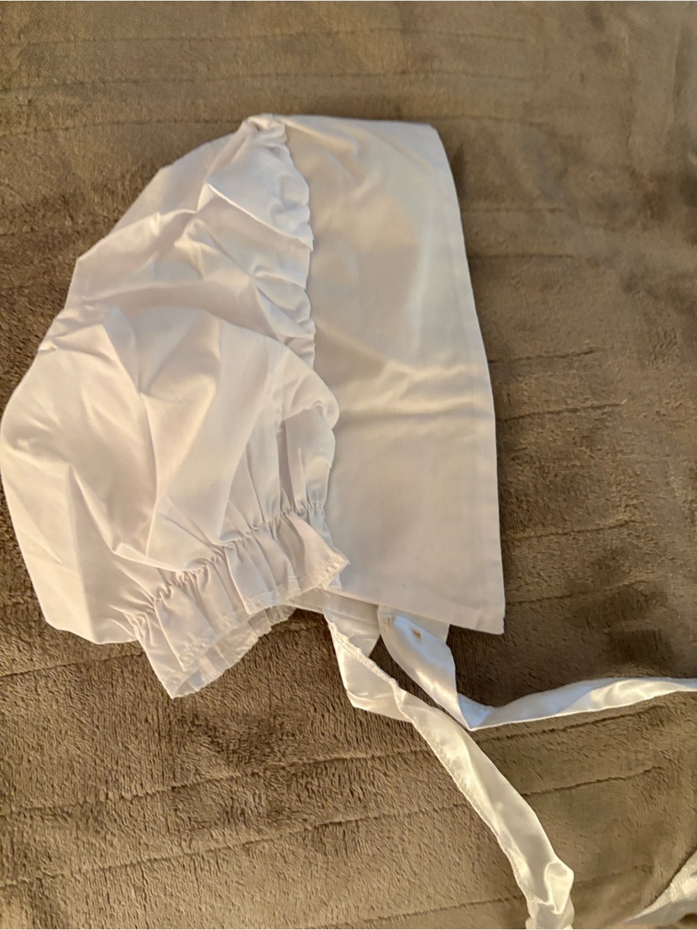 White Kids Bonnet - Classic Cotton Tie-Back